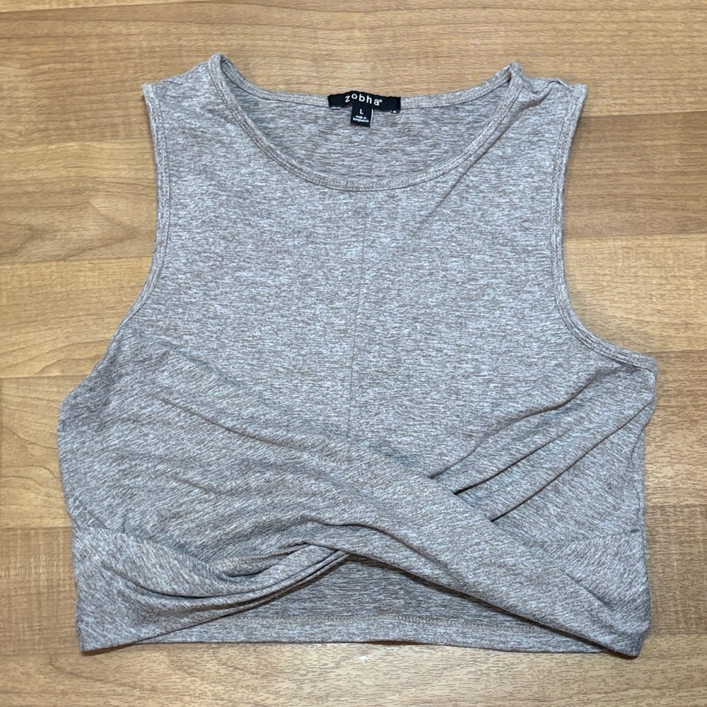 Zobha Twisted Heather Gray Crop Top